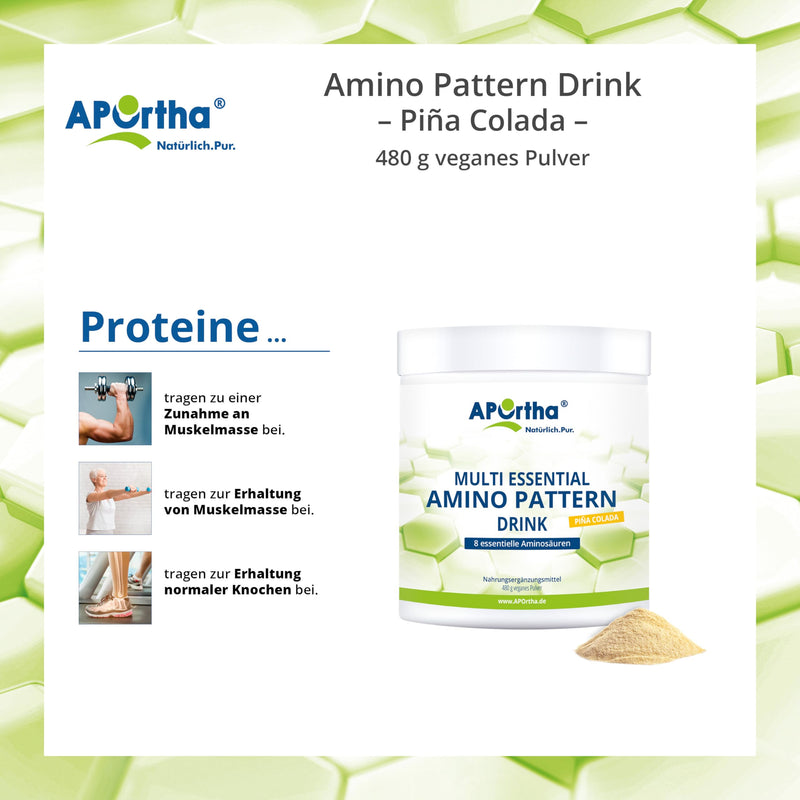 Aportha Multi Essential Amino Pattern I 480 G Pina Colada Drink With 8 Essential Amino Acids According To Prof. Dr. Luc√† Moretti For Optimized Protein Supply I Amino Acids Complex High Dose Eaa - NewNest Australia