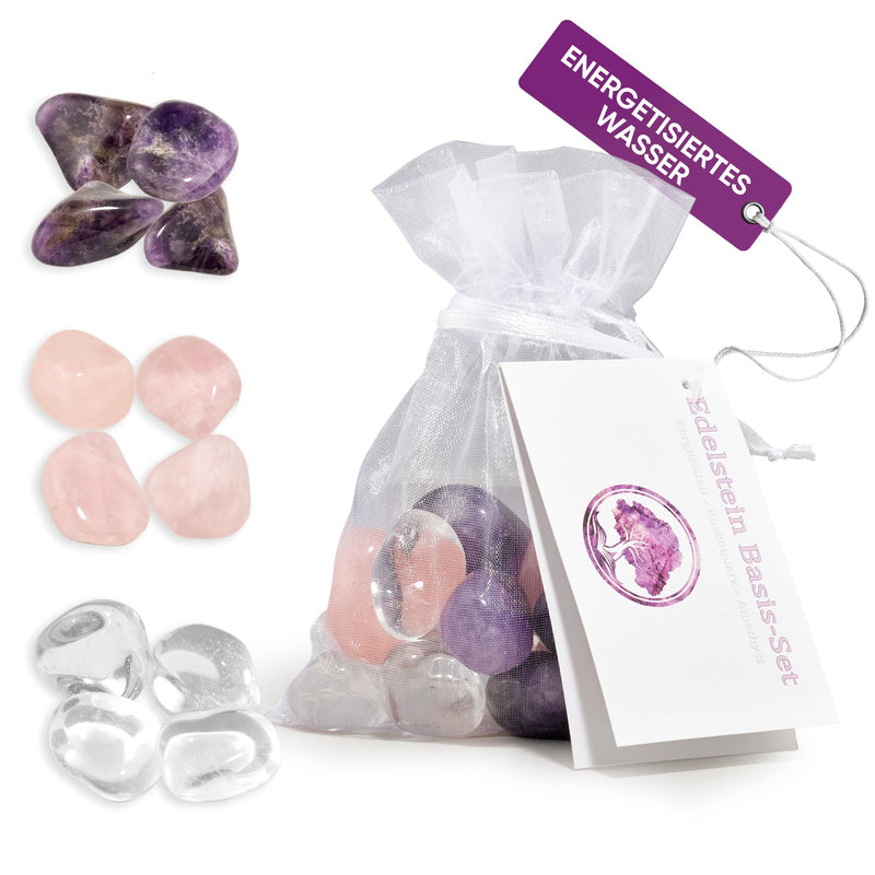 PURAJA basic set for water revitalization | Natural tumbled stones | Premium mixture for gemstone water | Basic mix: rose quartz, amethyst, rock crystal (150g) 150 g (pack of 1) - NewNest Australia