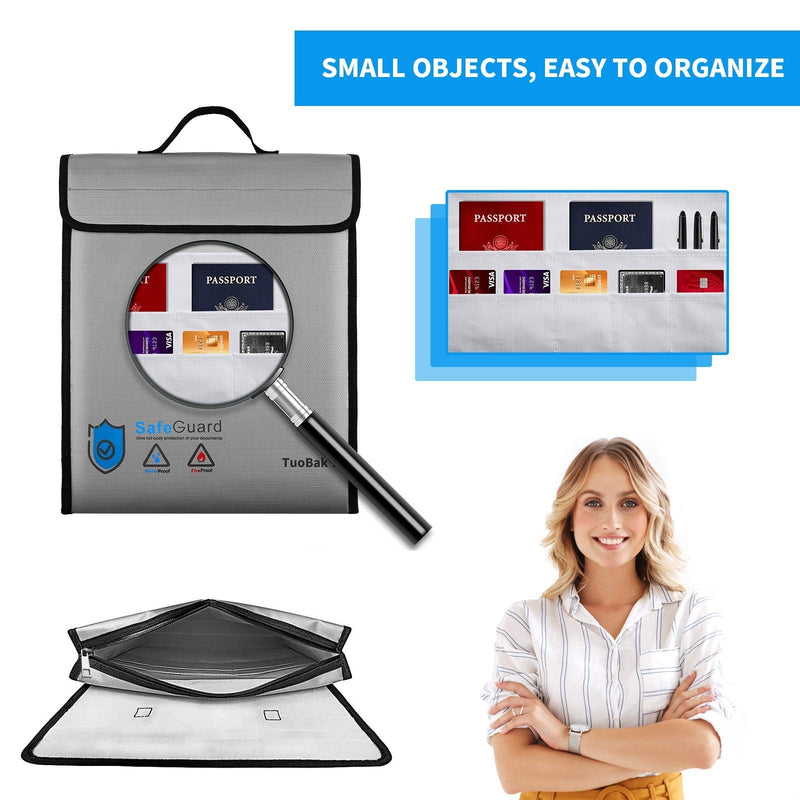 TuoBak's Fireproof Document Bag,Fireproof Bag for Documents with Zipper, Document Bags 15.8”x 12.6”×3.1” for Valuables,Money,Jewelry, Documents,Tablet 15.8”x 12.6”×3.1” - NewNest Australia