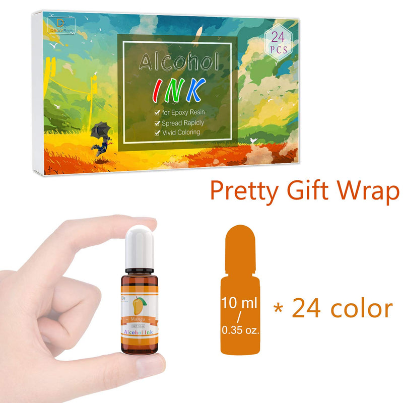 Alcohol Ink Set - 24 Vibrant Colors Alcohol-based Ink for Resin Petri Dish Making, Epoxy Resin Painting - Concentrated Alcohol Paint Color Dye for Resin Art, Tumbler Making, Painting - 24 x 10ml/.35oz 24 Bottles x 10ml - NewNest Australia