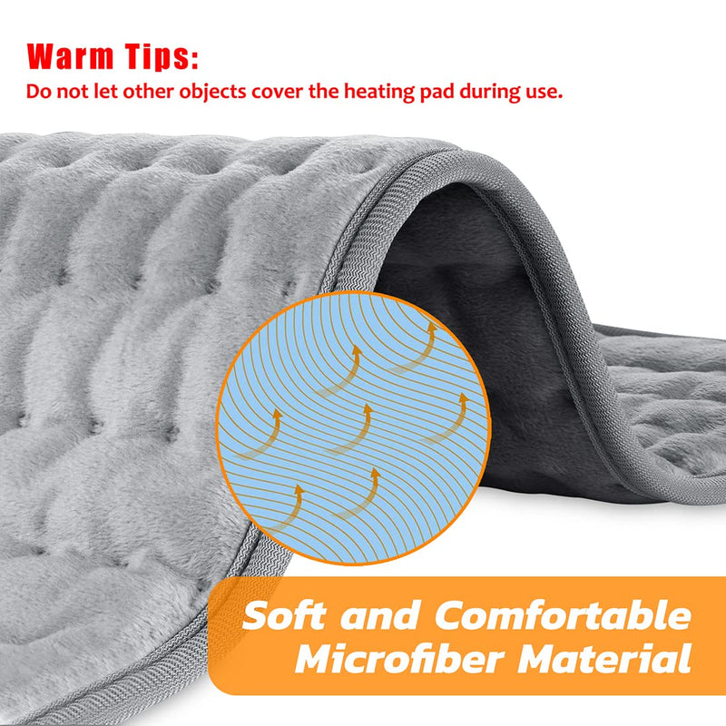 Heating Pad, Electric Heat Pad for Back Pain and Cramps Relief - Electric Fast Heat Pad with 6 Heat Settings -Auto Shut Off- Machine Washable 12" x 24" 30.48x60.96 cm (Pack of 1) - NewNest Australia
