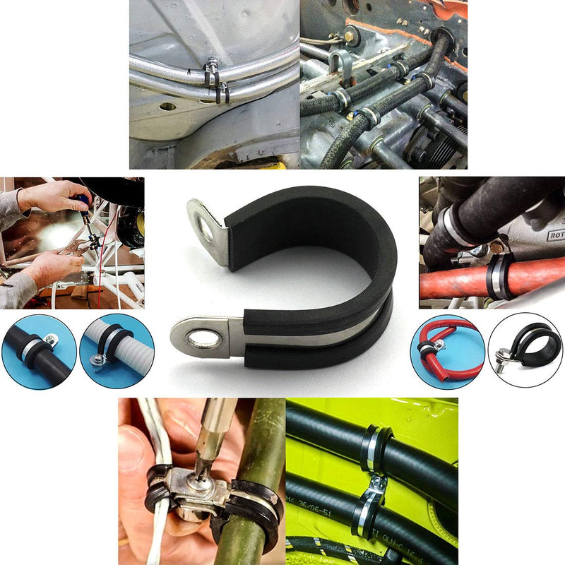 HJ Garden 6pcs 1-1/2 inch Rubber Cushioned Cable Clamp 304 Stainless Steel Hose Clamp/Metal Clamp/Tube Holder Fastener for Tube/Pipe or Wire Cord Installation 6 - NewNest Australia