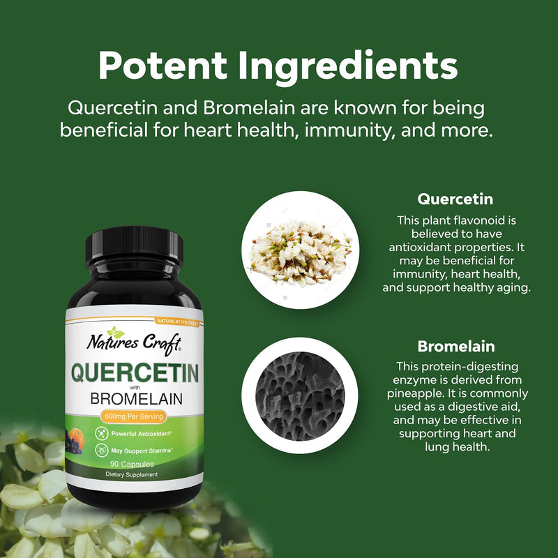 Immune Support Quercetin with Bromelain Supplement - Quercetin 500mg Antioxidant Supplement for Joint Support Lung Health Immunity Boost and Brain Focus - Pure Quercetin Bromelain Brain Supplement - NewNest Australia