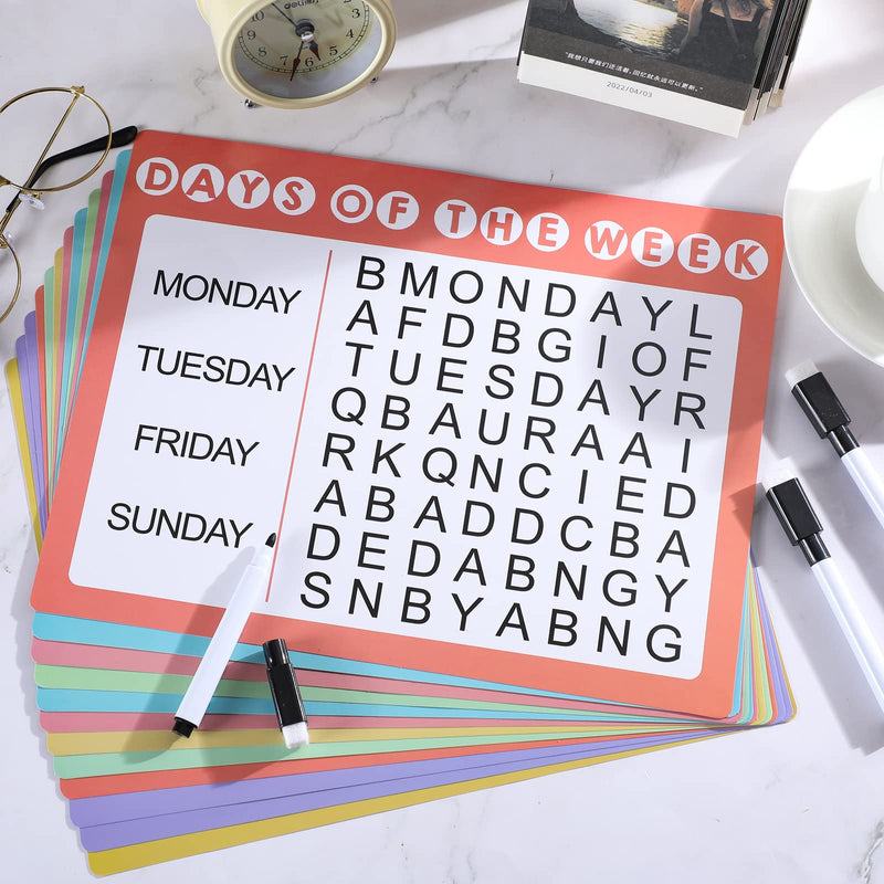 Yeaqee 12 Pcs Word Search Reusable Puzzle Books Large Print Word Search Books for Adults, Alzheimers Products, Dementia Activities with 4 Markers for Elderly Seniors Patients Crossword Find Games - NewNest Australia