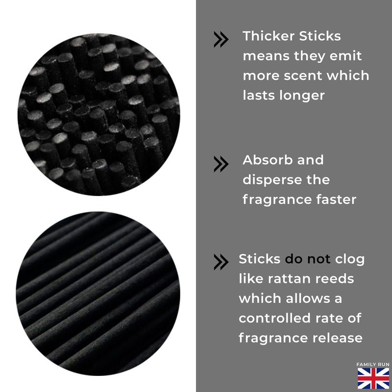 Ziffs Home® 120 Black Fibre Reed Diffuser Sticks - 20cm x 4mm - Thick Diffuser Reeds Sticks - Diffuser Sticks for Diffuser Oils Fragrance Refill - Fibre Reeds for Diffusers - NewNest Australia