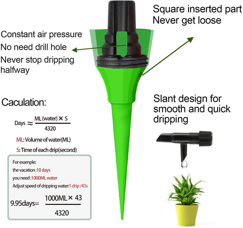 OZMI Plant Self Watering Spikes Devices, 6 Pack Automatic Irrigation Equipment Plant Waterer with Slow Release Control Valve, Adjustable Water Volume Drip System for Home and Vacation Plant Watering - NewNest Australia