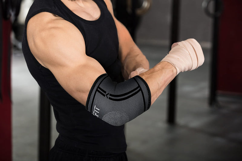 OXFIT Elbow Support Brace - Compression Arm Sleeve for Men & Women - Pain Relief for Arthritis, Joint Pain, Tendonitis, Tennis Elbow, Golfers Elbow Weightlifting (XL, Black, 1) XL - NewNest Australia
