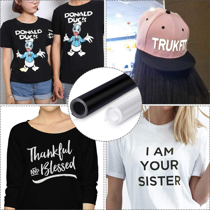 Heat Transfer Vinyl, Selizo 2 Rolls Black and White HTV Iron on Vinyl for T-Shirts, Hats, Clothing, Compatible with Cricut, Cameo, Heat Press Machines, Sublimation (12 Inch by 3.3 Feet Per Roll) - NewNest Australia