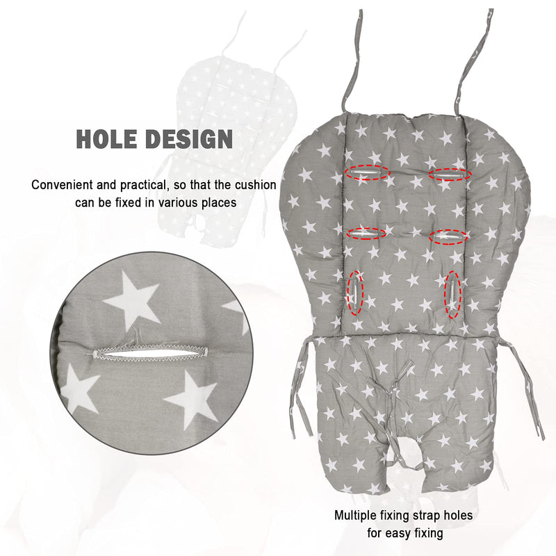 High Chair Pad, Cushion High Chair/high Chair Cushion Pad, Light and Breathable, Soft and Comfortable, Cute Pattern, Suitable for Most High Chairs, Baby Dining Chairs (Grey Big Star Pattern) Grey Big Star Pattern - NewNest Australia