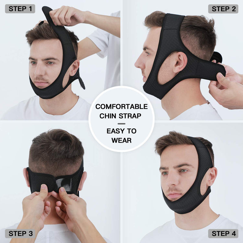 Anti Snore Chin Strap [Upgraded 2022], Vosaro Snoring Solution Effective Anti Snore Device, Adjustable and Breathable Stop Snoring Head Band for Men Women, Black - NewNest Australia