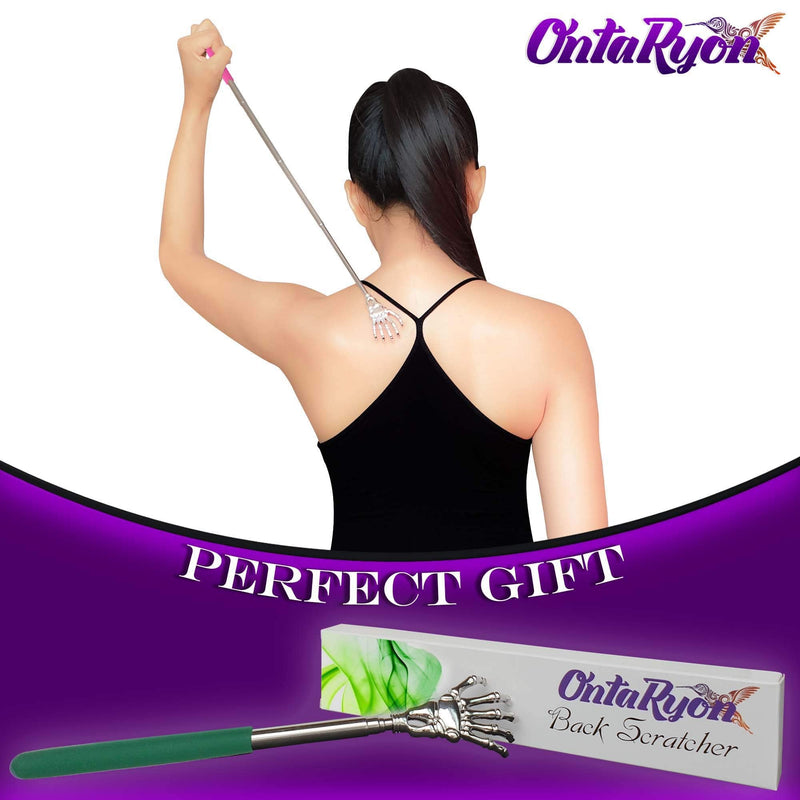 OntaRyon Telescopic Back Scratcher | Novelty Gifts for Men & Women | Portable Handheld Massage Stick | Small Stocking Fillers for Adults | Unusual & Funny Massager (Green) Green - NewNest Australia