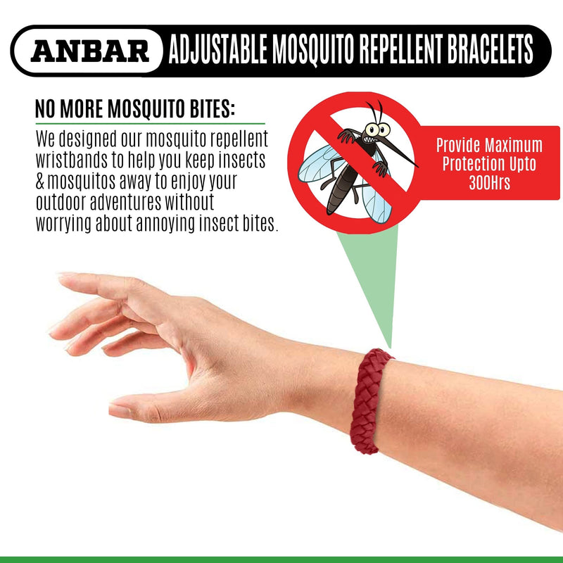 Anbar Leather Mosquito Repellent Bracelets for Adults and Kids, 12 Pack, Deet Free, All-Natural Anti-Mosquito, Tick, and Insect Essential Oils, 300-Hour Waterproof Outdoor Protection (Solid) Solid - NewNest Australia