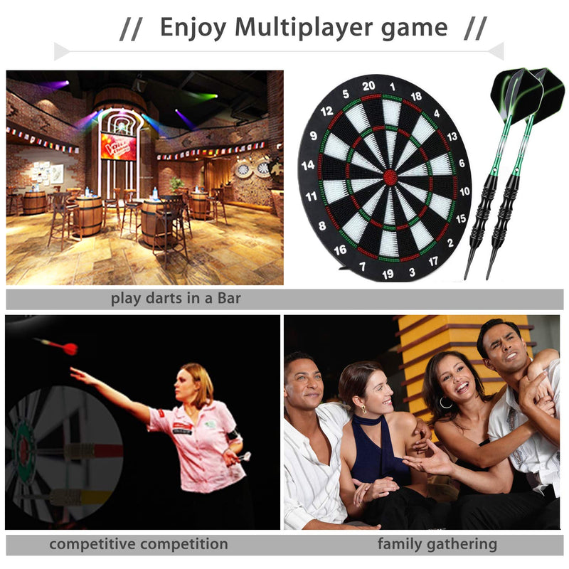 sanfeng Professional Soft Tip Darts Set 20 Grams - 50 Rubber O-Rings + 30 Darts Plastic Tip + Aluminum Shafts + 6 Standard Flights + Portable Case for Electronic Dart Board GREEN - NewNest Australia