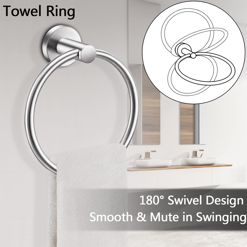 Pynsseu Brushed Nickel Toilet Paper Holder and Hand Towel Ring, 2 Pieces Bathroom Accessories SUS 304 Stainless Steel Wall Mount Hardware Set - NewNest Australia