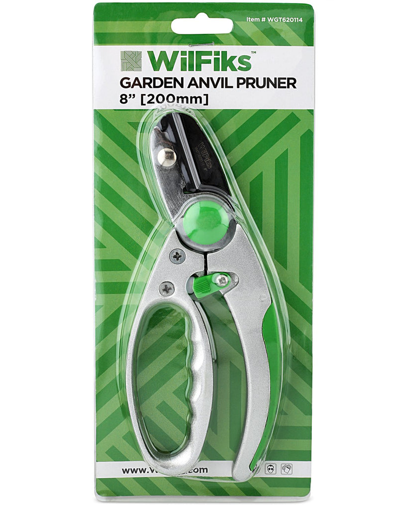 WilFiks Garden Anvil Pruning Shears - 8" Smooth Action Hand Pruner - Secateurs Steel Gardening Scissors with Comfortable Handle and Shock Absorbing Spring - Branch, Stem and Tree Trimmer Hand Tool - NewNest Australia