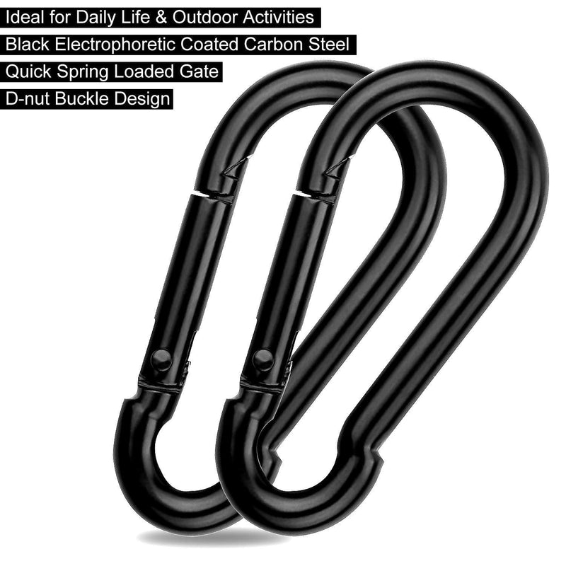 8 Pack Spring Snap Hooks, Heavy Duty Carbon Steel Carabiner Clip, Capacity 500Lbs 5/16”x3” Quick Link Buckle Clip for Camping, Fishing, Hiking M8 Key Chain Carabiner for Swing and Hammock - NewNest Australia