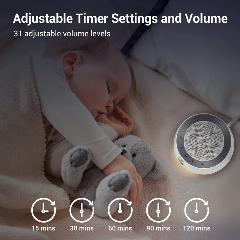 White Noise Machine with 14 Soothing Sounds and Warm Night Light for Sleeping, 5 Timers and Memory Feature Plug in Sound Machine for Baby, Adults-White White 17.98 - NewNest Australia