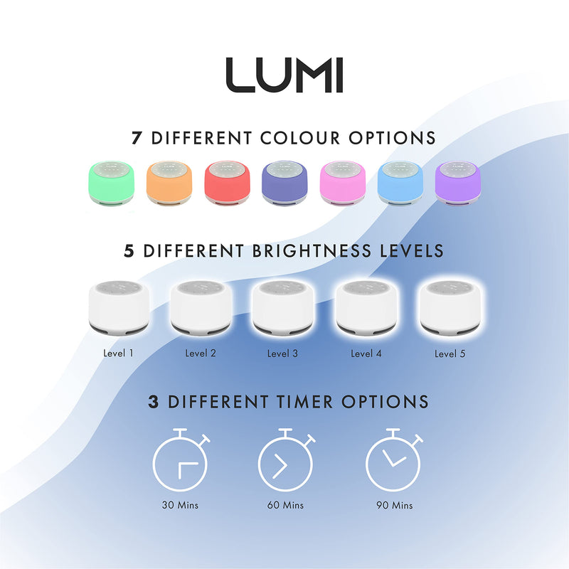 LUMI | White Noise Machine for Babies, Kids & Adults | 24 Sounds & 7 Colour Night Light | 30, 60, 90 Minute Timer | Rechargeable | White Noise Machine Baby | Sleep Sound Machine | Baby Sleep Aid - NewNest Australia