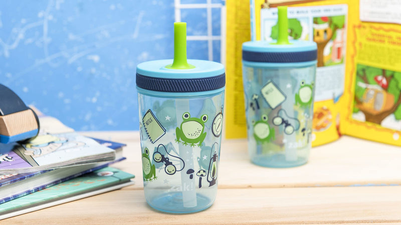 Zak Designs Kelso 15 oz Tumbler 2pc Set, ( Campout ) Non-BPA Leak-Proof Screw-On Lid with Straw Made of Durable Plastic and Silicone, Perfect Baby Cup Bundle for Kids - NewNest Australia