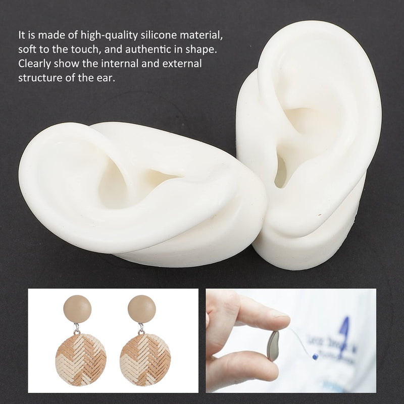 VILLCASE 1 Pair Simulation Silicone Ear Model, Studs Earring Display Props Reusable Silicone Ear Model for Teaching Ear Picking Practice Hearing Aids Wearing, 7. 00X5. 00X4. 00cm White,Olive Green - NewNest Australia