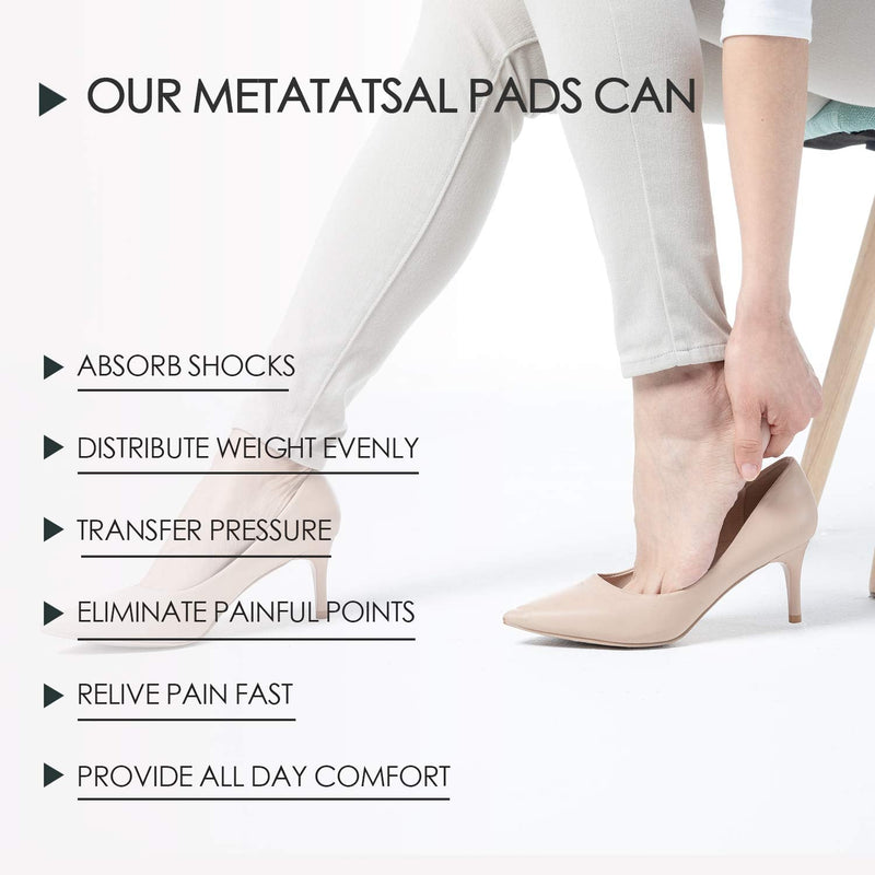 Metatarsal Pads Ball of Foot Cushions Kit - 8pcs- Metatarsal Gel Sleeves & Silicone Ball of Foot Pads - Great for Metatarsalgia, Bunion, Mortons Neuroma & Forefoot Pain Relief (Large) L (Pack of 8) - NewNest Australia