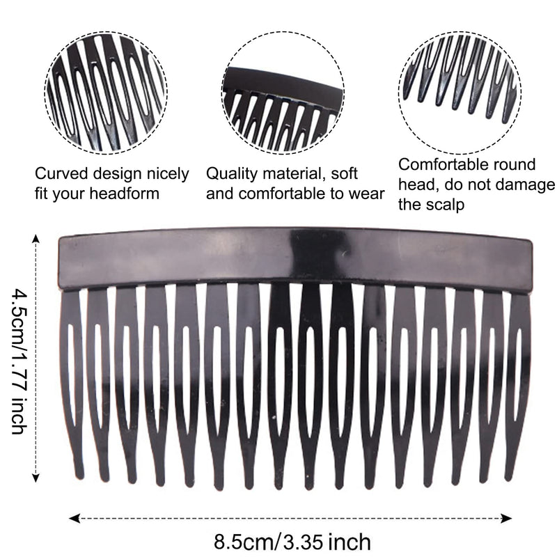 Plastic Hair Combs Slides, 6PCS French Twist Comb Strong Hold Hair Clips with Teeth, Hair Combs Slides Set for Women Ladies, Girls for Thick and Fine Hair(Black) - NewNest Australia