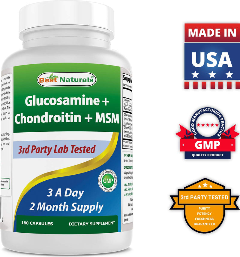 Best Naturals Glucosamine Chondroitin and MSM (Non-GMO) - Promotes Joint Health - 180 Count - NewNest Australia