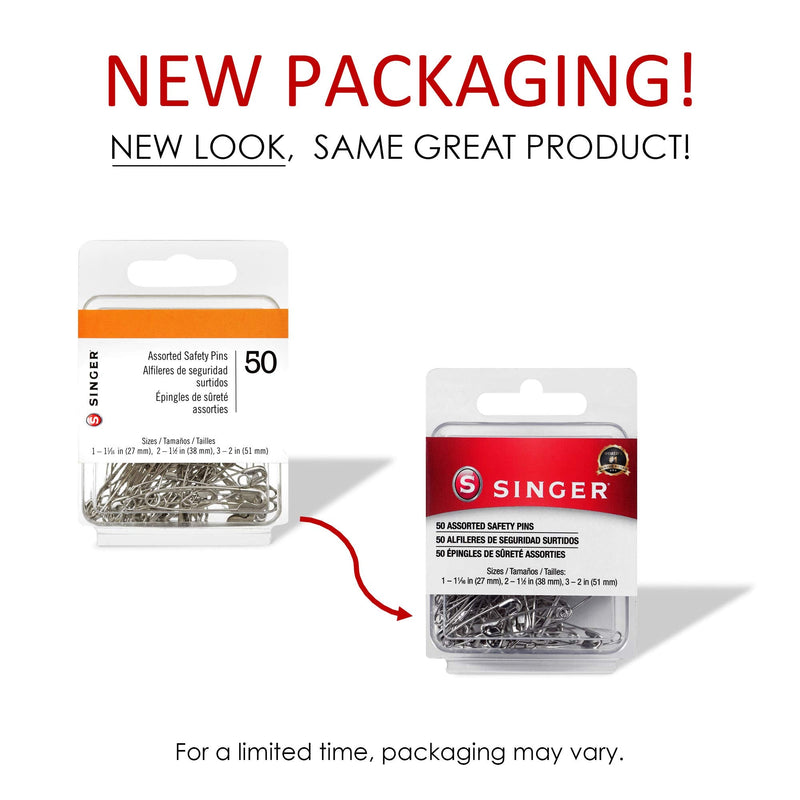 SINGER 00226 Assorted Safety Pins, Multisize, Nickel Plated, 50-Count 1 - NewNest Australia