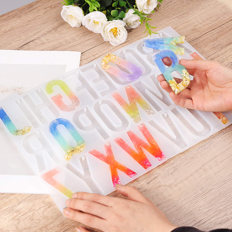 LET'S RESIN Alphabet Keychain Molds with Hole, Large Alphabet Resin Silicone Molds for Epoxy, Resin Letter Molds for Keychain Jewelry Pendant Making - NewNest Australia
