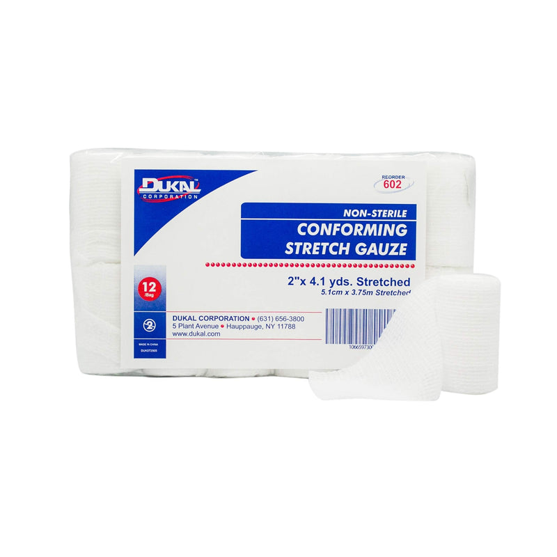 Dukal Conforming Stretch Gauze Bandage, 2 in X 4.1 Yards., Non-Sterile, 12 Rolls - NewNest Australia