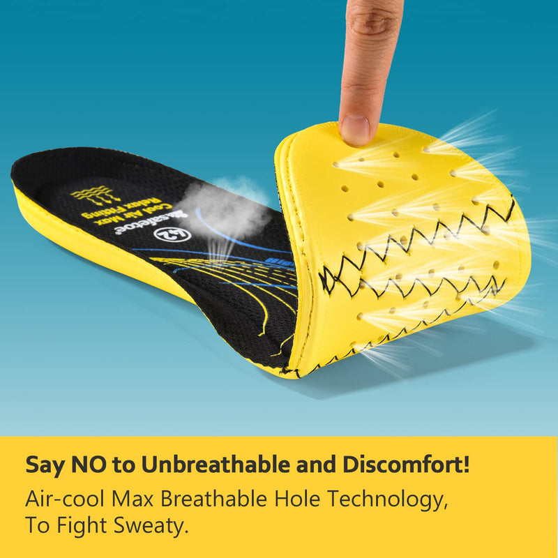 SAFETOE Comfort Memory Foam Insoles for Men & Women Orthotic Flat Feet Shoe Insoles for Plantar Fasciitis with Arch Support, Replacement Shoe Inserts for Sports Shoes,Trainers Yellow S (UK2-UK4) - NewNest Australia