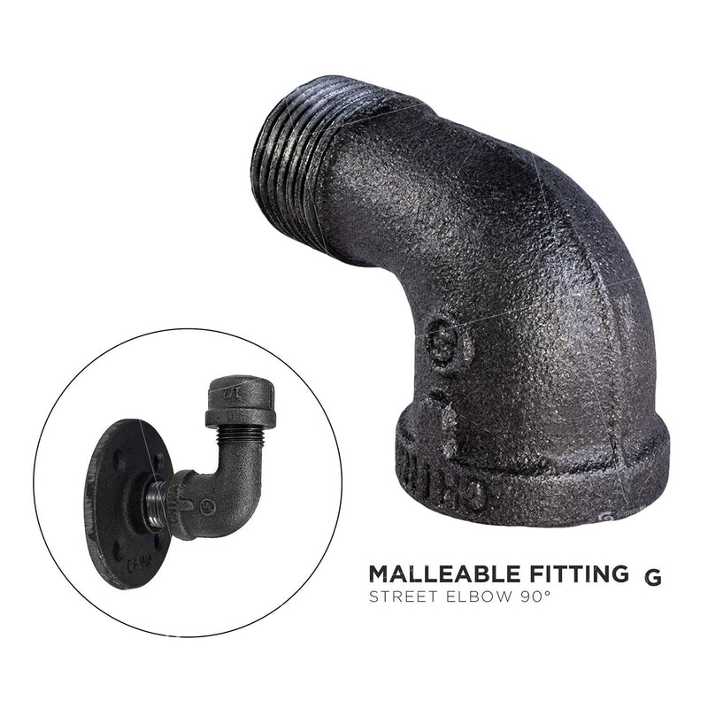 SUPPLY GIANT CNTO0112 1-1/2'' 90 Degree Street Malleable Iron Fitting For High Pressures with Black Finish, 1-1/2" - NewNest Australia