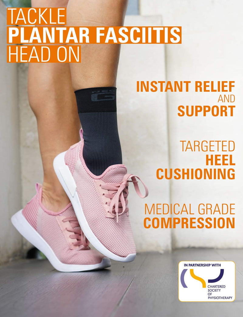 Neo G Plantar Fasciitis Compression Socks – Support for Plantar Fasciitis Symptoms, Heel and Arch Pain, Silicone Heel Cushioning for Everyday Relief – Class 1 Medical Grade – 1 Pair – Medium – Black MEDIUM: 20 - 23 CM / 7.9 - 9.1 IN - NewNest Australia