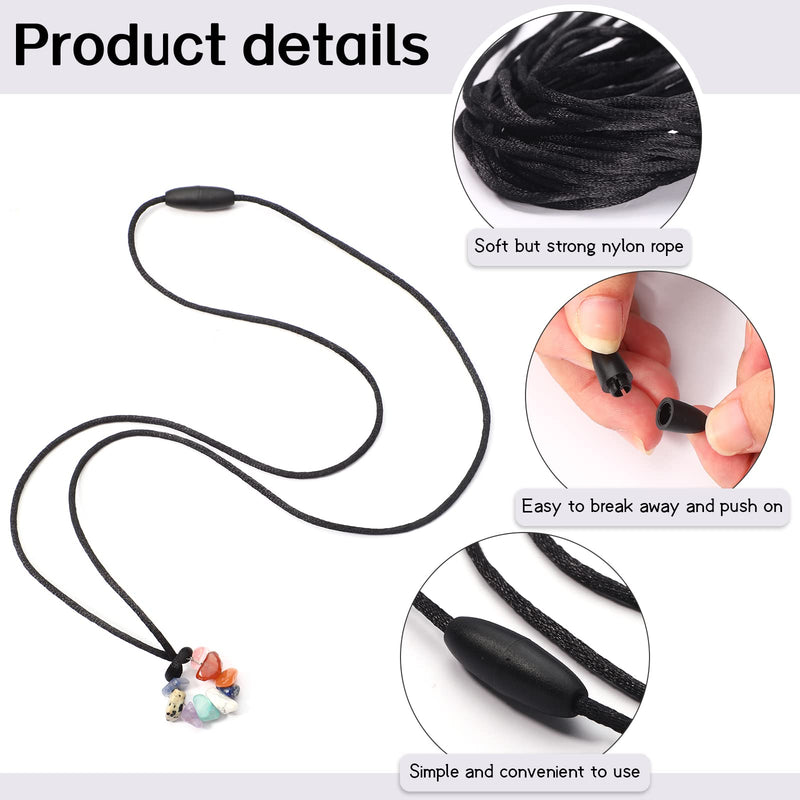 30 Sets Replacement Necklace Cords with Breakaway Clasps Necklace Cord DIY Necklace Cord Nylon Lanyard Cord and Plastic Clasp Buckle Breakaway Safety Clasp for Pendant Necklace (Black) Black - NewNest Australia