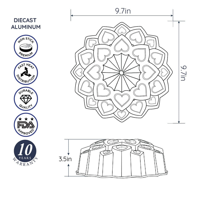 Baker's Secret Bunt Pan 9" Amour, Extra Thick Cast Aluminum Bundt Cake Pan Baking Pan,2 Layers Non-stick Coating For Easy Release, Baking Supplies- 10cup Cast Aluminum Collection - NewNest Australia