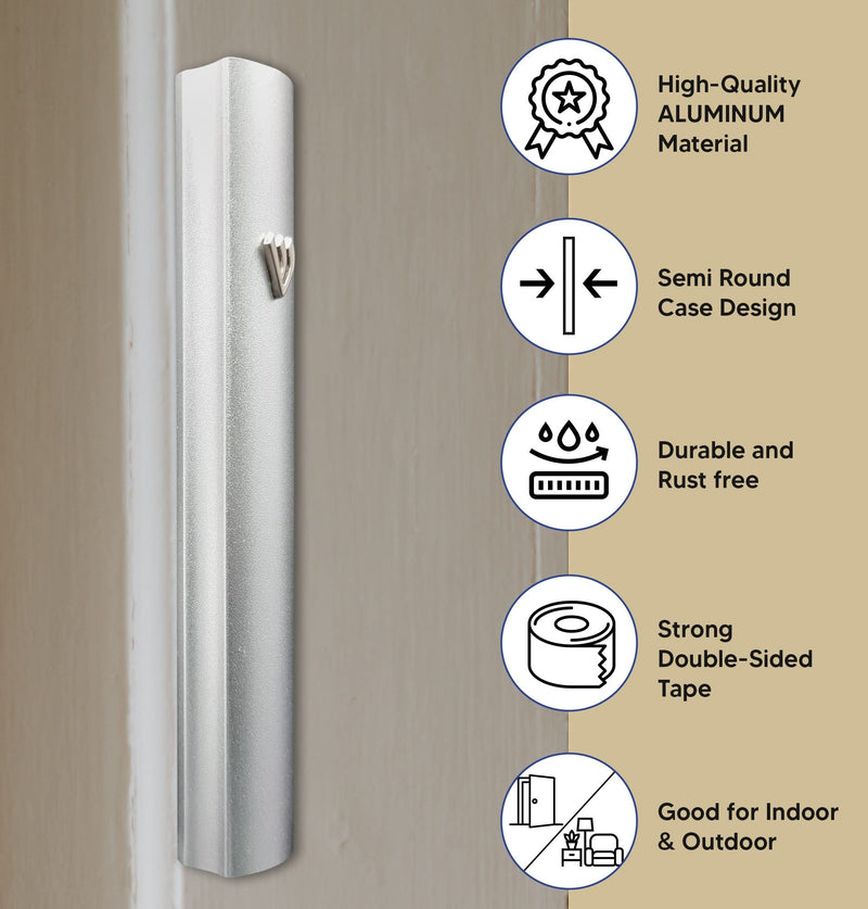 TALISMAN4U Silver Aluminum Mezuzah with Scroll 3D Metal Shin Classic Mezuzah Case for Door Israel Judaica Gift (10 cm / 4 inch) 10 cm / 4 inch - NewNest Australia