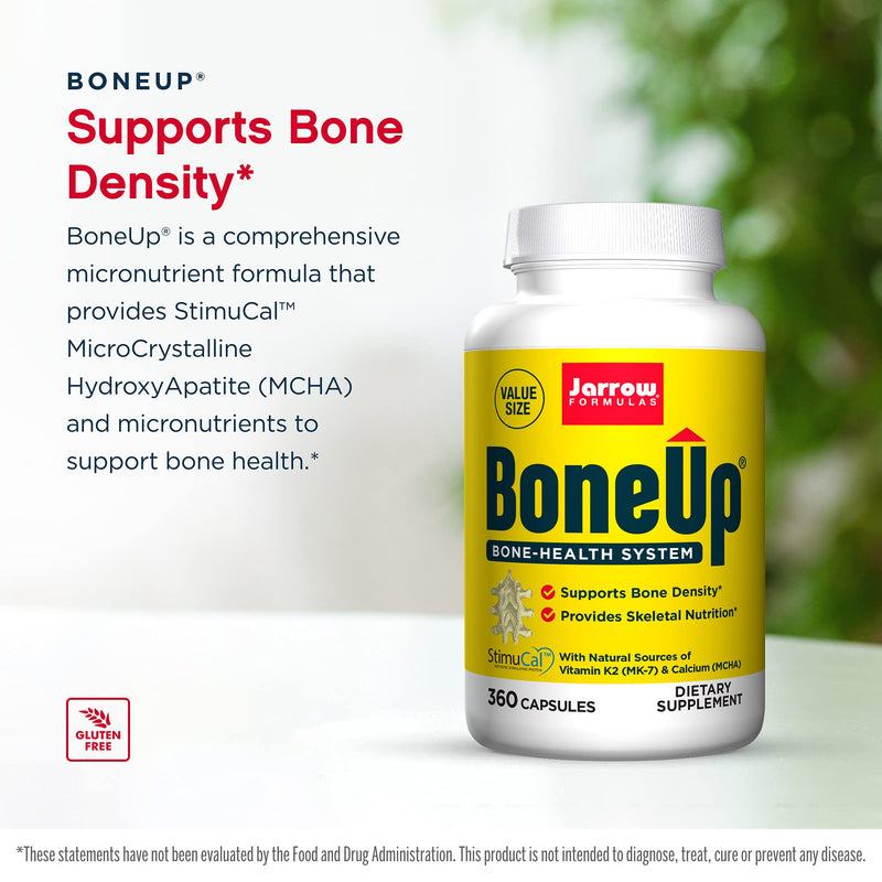 Jarrow Formulas BoneUp - 360 Capsules - Micronutrient Formula for Bone Health - Includes Natural Sources of Vitamin D3, Vitamin K2 (as MK-7) & Calcium - 180 Servings - NewNest Australia