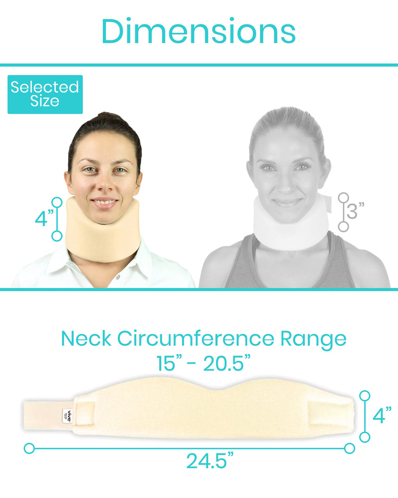 Vive Neck Brace - Foam Cervical Collar - Vertebrae Whiplash Wrap Aligns and Stabilizes Spine - Adjustable Spinal Support Can Be Used While Sleeping and Relieves Pain, Pressure 1 Count (Pack of 1) Beige - NewNest Australia