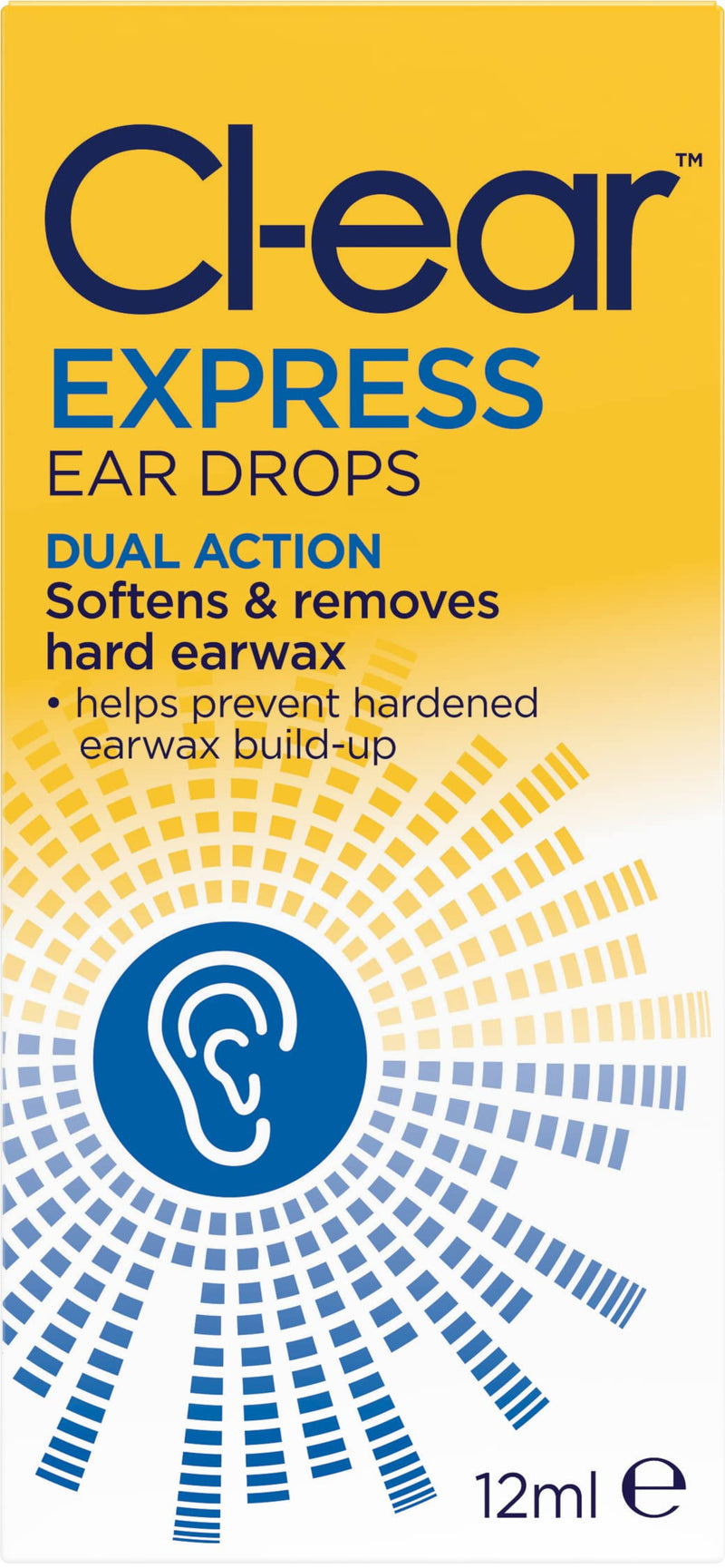 Cl-Ear Express Ear Drops. Dual Action - Ear Wax Removal. Easy Squeeze Dropper. Breaks up Hardened and Stubborn Ear Wax. Reduces The Need for syringing. 12 ml Bottle - NewNest Australia