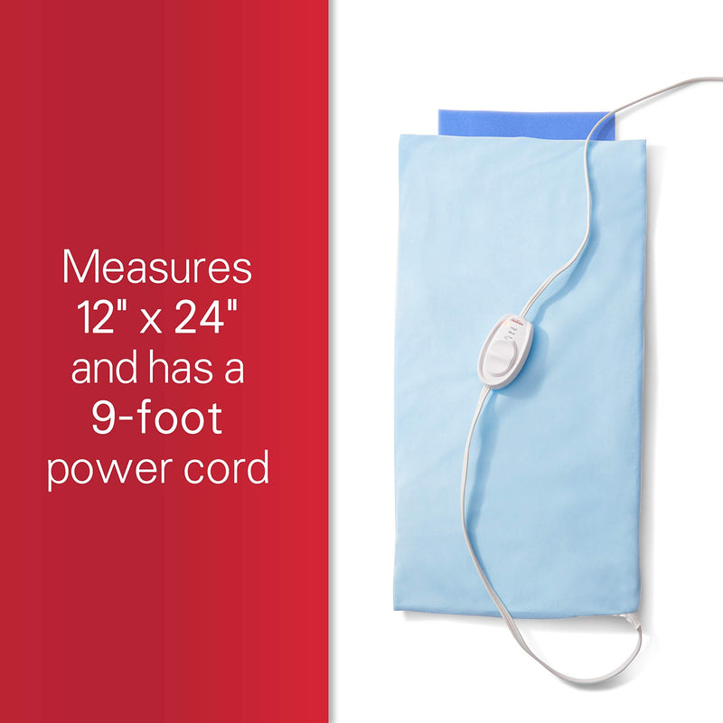 Sunbeam Heating Pad for Pain Relief | XL King Size UltraHeat, 3 Heat Settings with Moist Heat | Light Blue, 12-Inch x 24-Inch - NewNest Australia