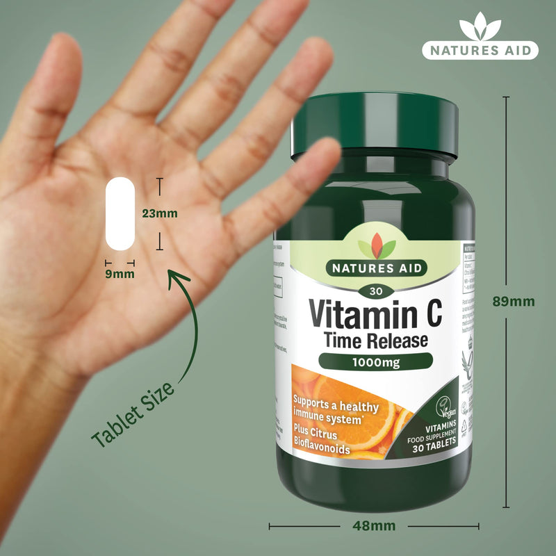 Natures Aid Vitamin C, Time Release 30 Tablets, 1000 mg (with Citrus Bioflavonoids, Slow Release, for the Normal Function of the Immune System, Vegan Society Approved, Made in the UK) - NewNest Australia