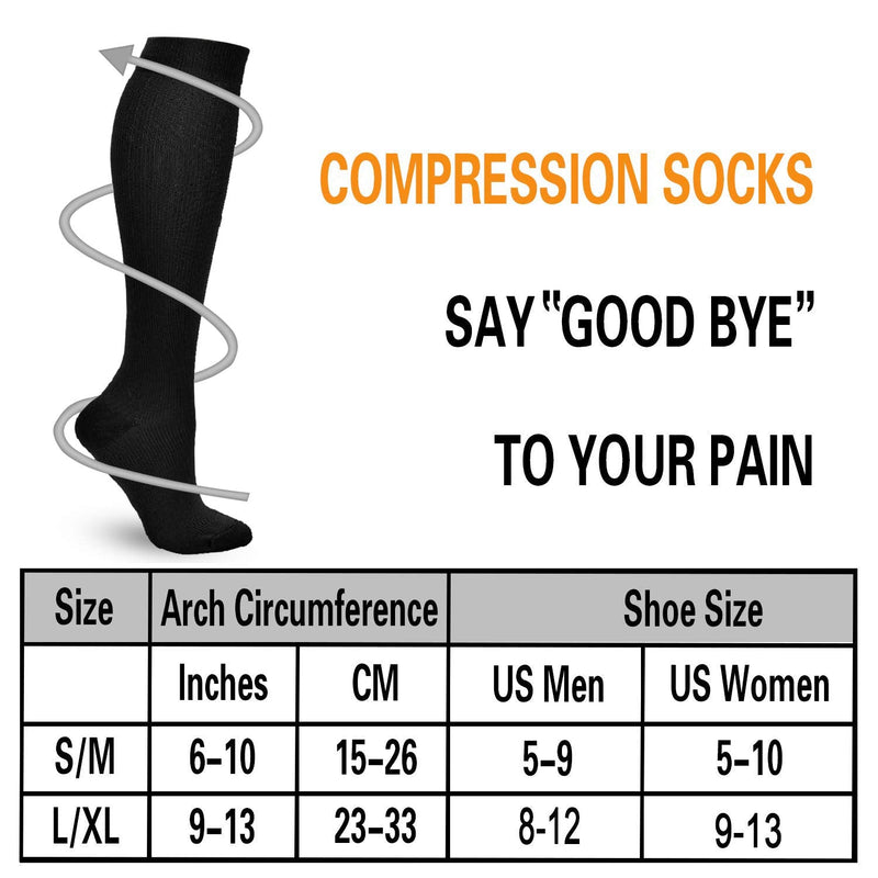 8 Pairs Compression Socks Men Women 20-30 mmHg Knee High Medical Compression Stockings for Nurses Pregnancy Flight Sports Black Small-Medium - NewNest Australia