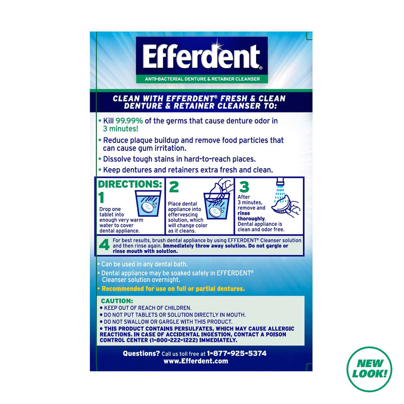 Efferdent Denture Cleanser Tablets, Fresh & Clean, White Minty 44 Count (Pack of 1) 44 Count (Pack of 1) - NewNest Australia