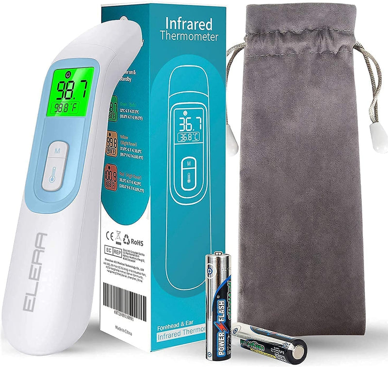 Ear Thermometer for Baby, ELERA Infrared Thermometer with Automatic Switching Mode of Ear & Forehead, 1s Measurement, 4 Color Backlight Display with Fever Indicator - NewNest Australia