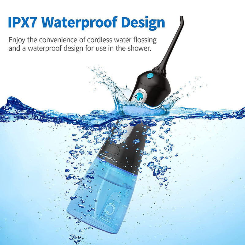 Turewell Oral Irrigator, Electric Interdental Cleaner With 3 Modes And 4 Nozzles, Ipx7 Waterproof, 300 Ml, Wireless, Usb, Portable, Rechargeable For Family And Travel - NewNest Australia