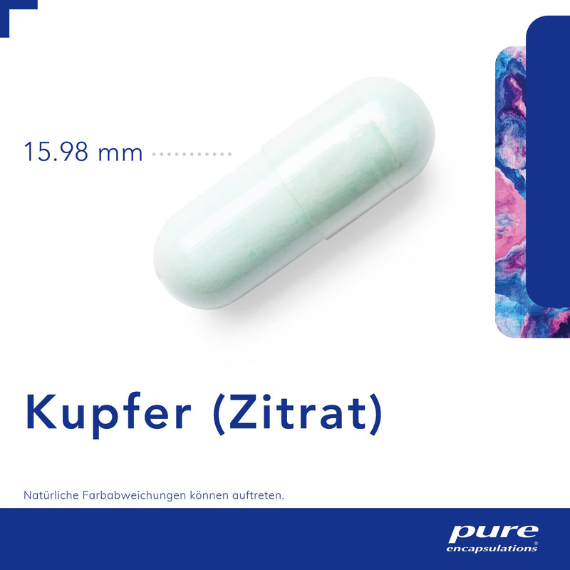 Pure Encapsulations - Copper (copper citrate) - trace element copper, organically bound - 60 vegan capsules - NewNest Australia
