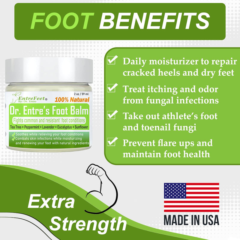 Dr. Entre's Antifungal Foot Balm: Tea Tree Oil & Shea Butter Based - Organic Treatment Cream for Athletes Foot, Dry Feet, Cracked Heels, Itching, and Odor - Foot Care E-Book Included - NewNest Australia