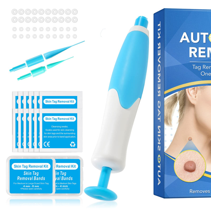 Auto Skin Tag Removal Tool Kit, 2 in 1 Skin Tag Remover Device, 2mm to 8mm Auto Wart Remover, Safe & Painless & Easy Remover Clear Skin Tag & Mole at Home,with 40 Removal Bands & 10 Cleansing Wipes - NewNest Australia