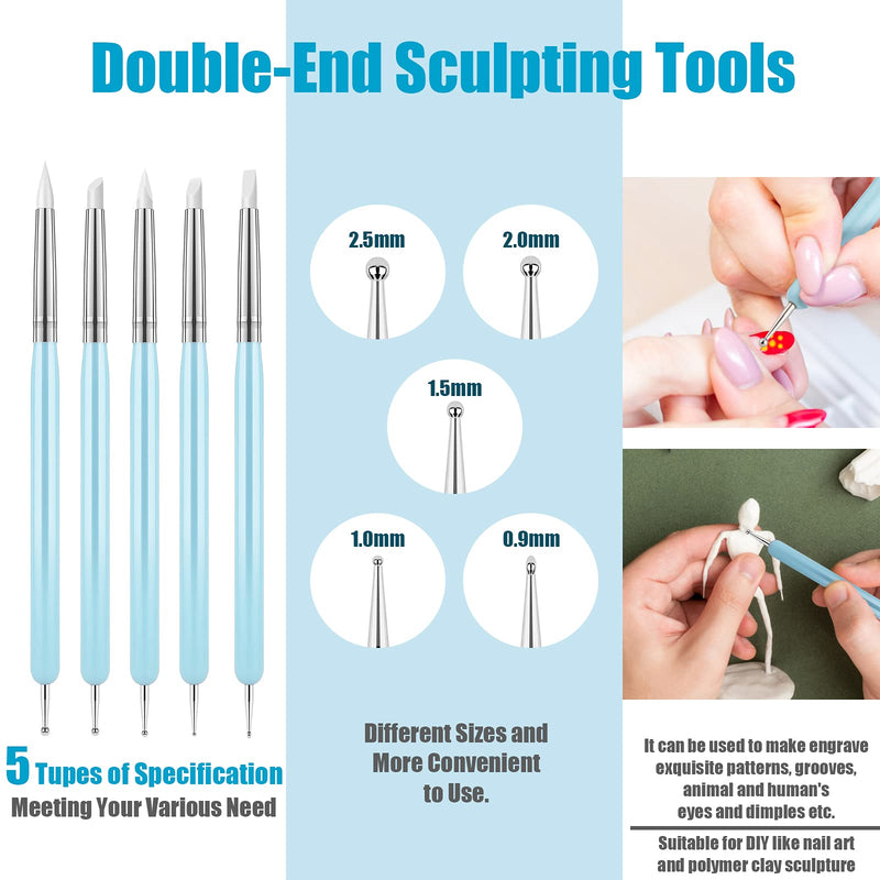 Clatoon 10Pcs Silicone Clay Sculpting Tool, Modeling Dotting Tool & Pottery Craft use for DIY Handicraft, Sculpture Pottery, Nail Art - NewNest Australia