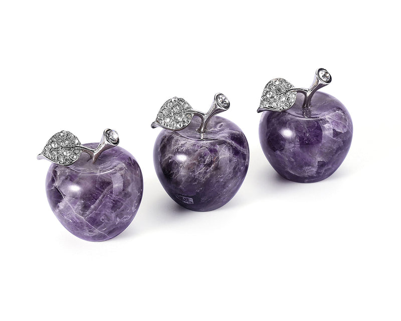 CrystalTears Healing Crystal Apple Figurine Set Handcarved Amethyst Rose Quartz Reiki Healing Quartz Crystal Gemstone Fruit Statue Ornaments for Paperweight Home Decor Meditation Christmas Gift 1.18" Amethyst+rose Quartz 1.18" - NewNest Australia